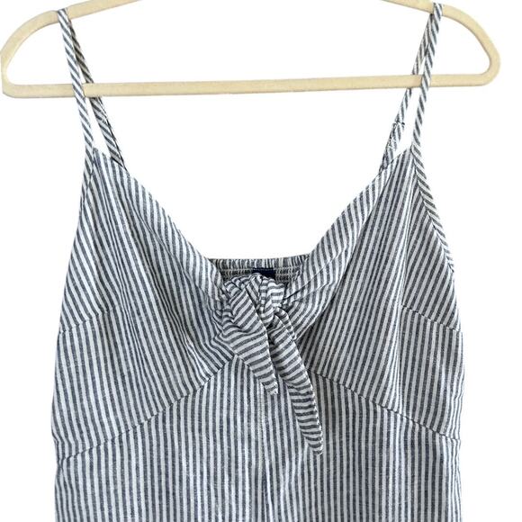 Old Navy Striped Knotted Linen-Blend Jumpsuit Women's Small Smocked Cropped - Picture 4 of 7